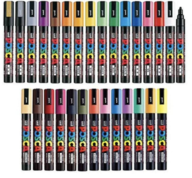 Posca Full Set of 29 Acrylic Paint Pens with Reversible Medi