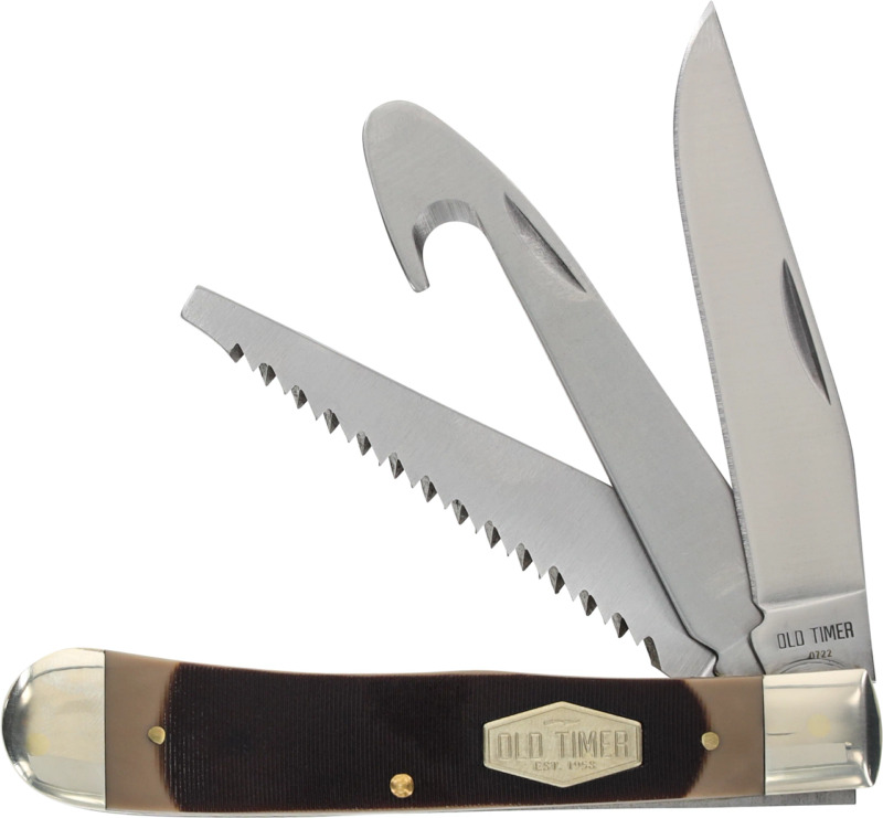Schrade 69OT Old Timer Premium Trapper Knife w/ Saw, Gut hook, Clip Point Blade