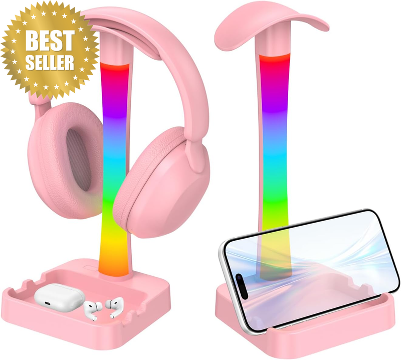 Headphone Stand with Charger,Gaming Headset Stand with RGB Light Mode,For Airpod