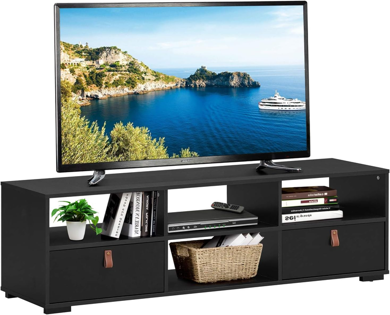 For Tvs Up To 60 Inch, Industrial Media Tv Console Table With 2 Drawers
