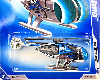 2009 1:64 Hot Wheels City Works 01/10 Killer Copter Chrome 107/190