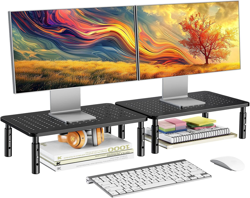 Dual Monitor Stands - Monitor Stand with Sturdy, 2 Monitor Stand Height Adjustab