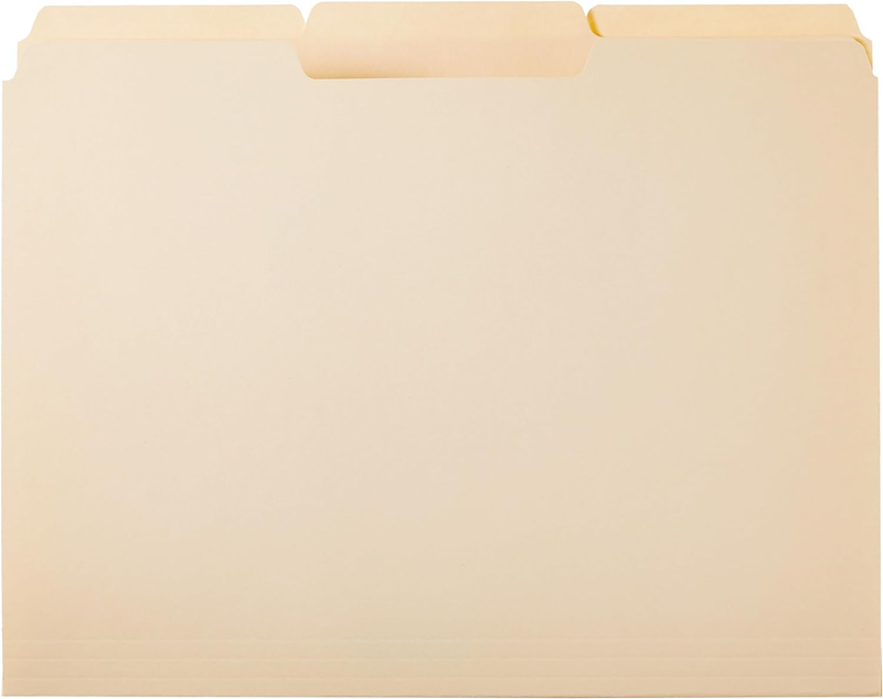 Basics 1/3-Cut Tab, Assorted File Folders, Letter Size, Manila -100 Pa ...