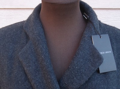 NEW $4545 Giorgio Armani 48 Dark Gray Cashmere Jacket Sweater US 14 16 L