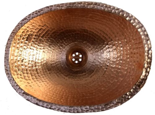 Luxury Traditional Shiny Golden Copper Bathroom Small Oval Sink Remodeling