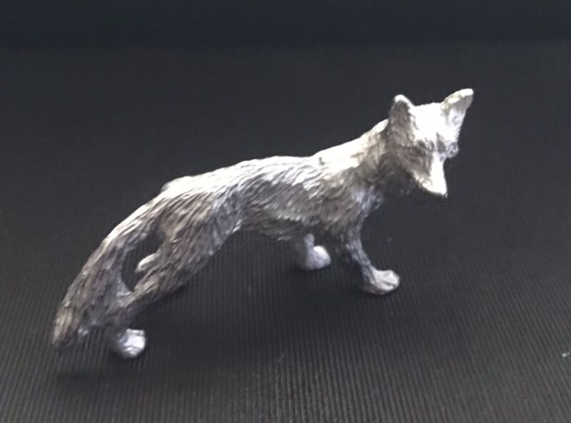 Pewter FOX Wild Animal Silver Metal Statue Figurine H