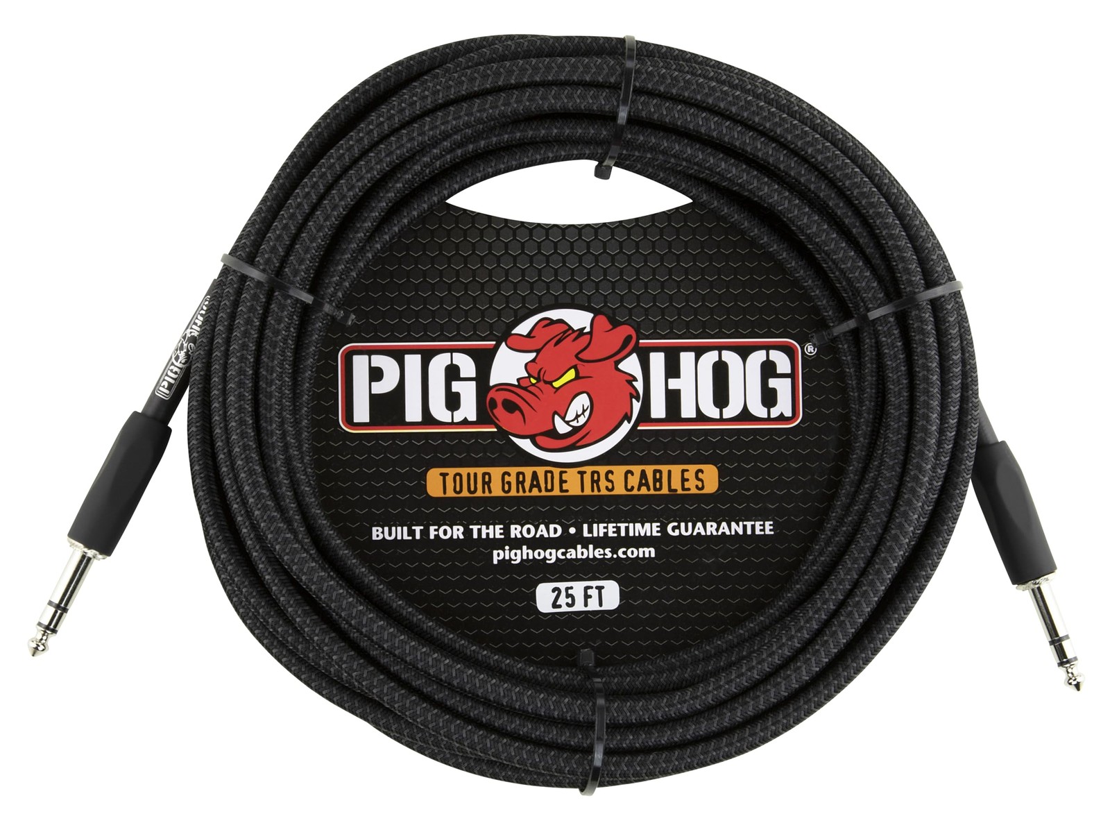 Pig Hog PTRS25BK Black Woven TRS Cable 25ft