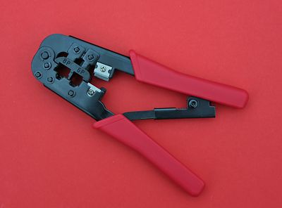 RJ45 RJ12 RJ11 Quality Crimping/Stripping & Cutting Metal Tool Red Handles "NEW"