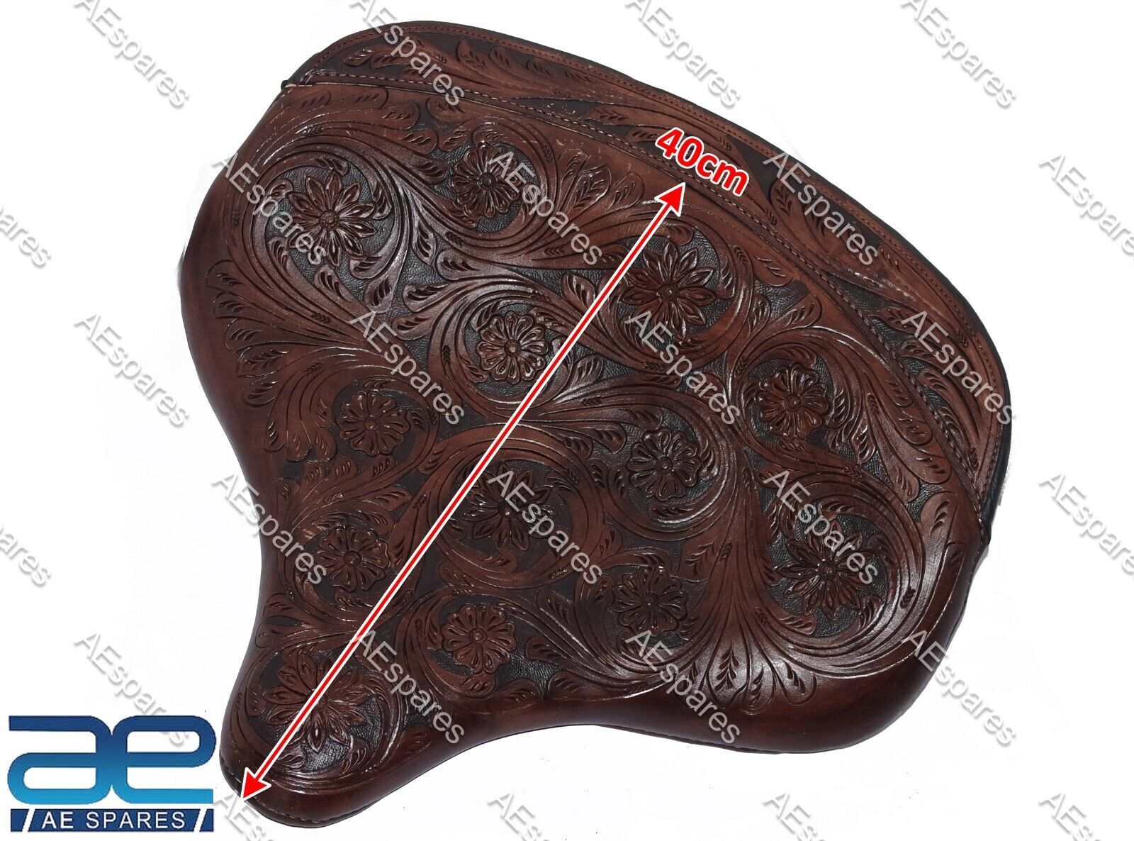 For HARLEY WLA WLC WL Knucklehead Leather Flower Carved Solo Seat Dark Brown  