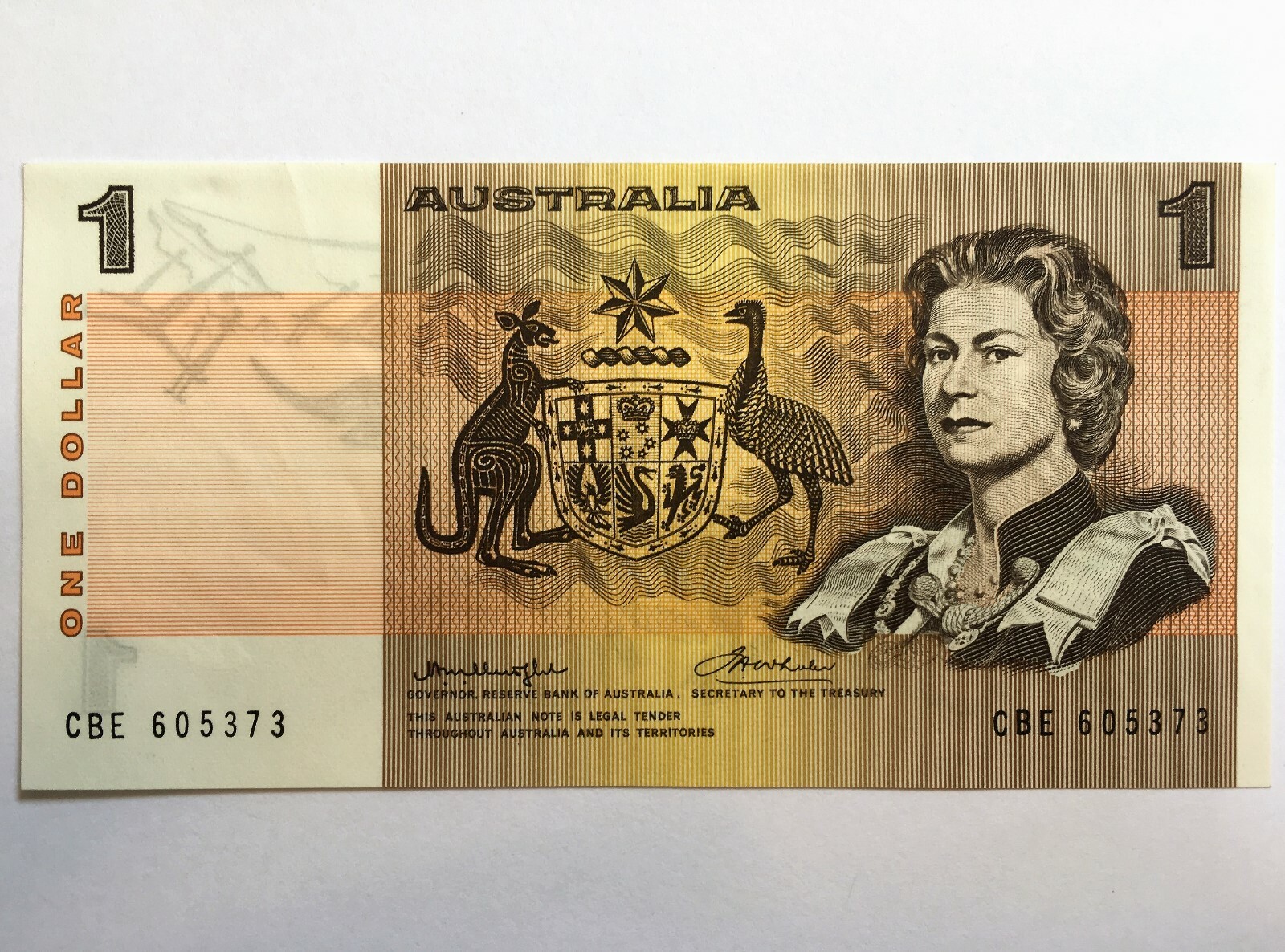 1976 Australia 1 One Dollar Banknote, Legal Tender Paper Currency, Pik 42 b2 UNC