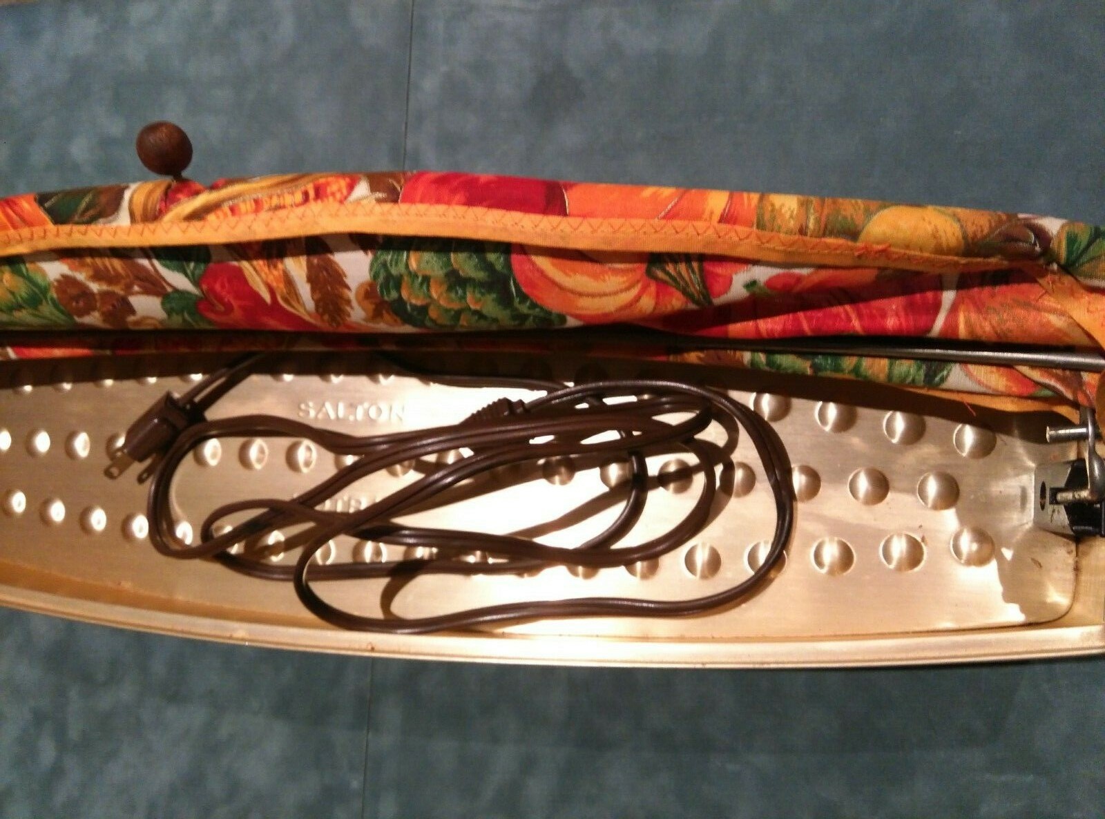 Vintage Mid Century Modern Salton Hotray Bread Warmer with Fruit Cloth Cover