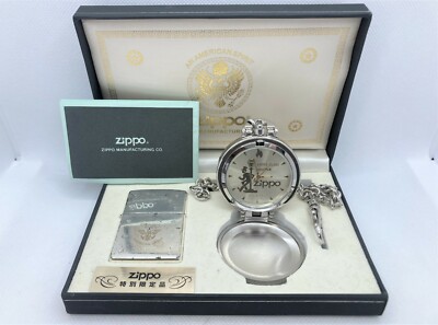 Auth ZIPPO 2007 Limited Edition Lighter & Chain Pocket Watch