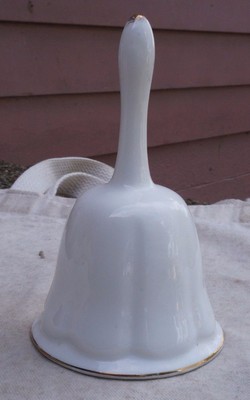 Vintage Bone China Floral Design Bell 1950s gold leaf pink dogwood blue bell