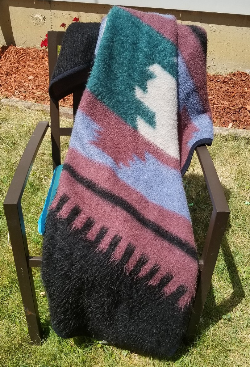 VTG Biederlack Blanket Reversible Southwest Aztec Acrylic throw Mexican native