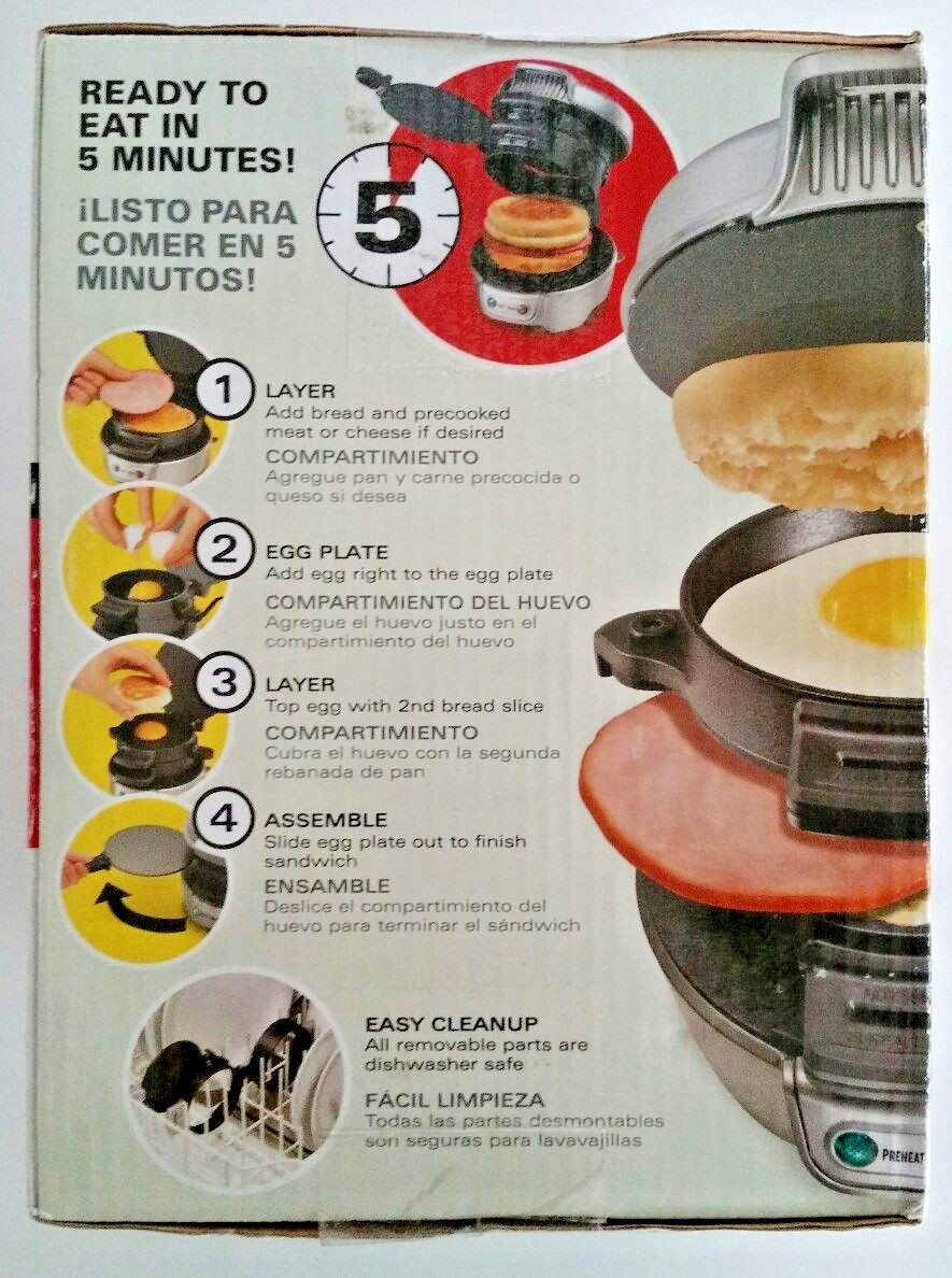 Hamilton Beach Breakfast Sandwich Maker Kitchen Countertop Home Food 25475 NEW