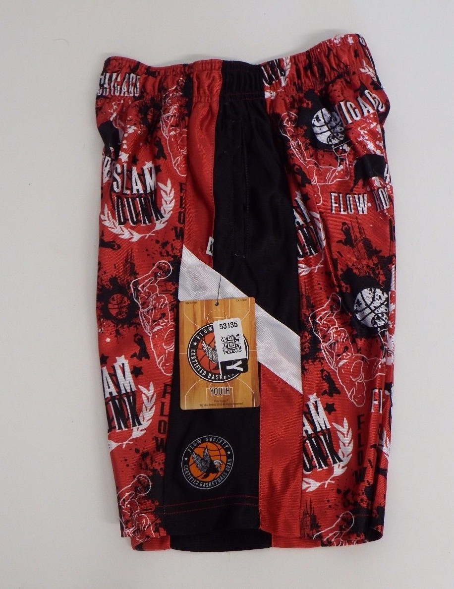 Youth Small  Chicago Hoops Mesh Athletic Shorts Red Flow Society