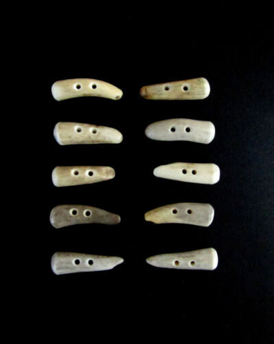 ANTLER BUTTONS,1  1/4"TOGGLES,TINES,10 STUBBY VARIETY PIECES,3/32" HOLE,114-46
