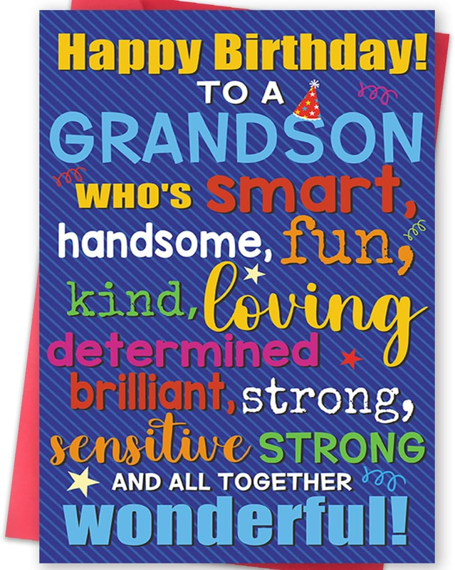 Grandson Birthday Card from Grandparents – Happy Birthday Card for Grandson with
