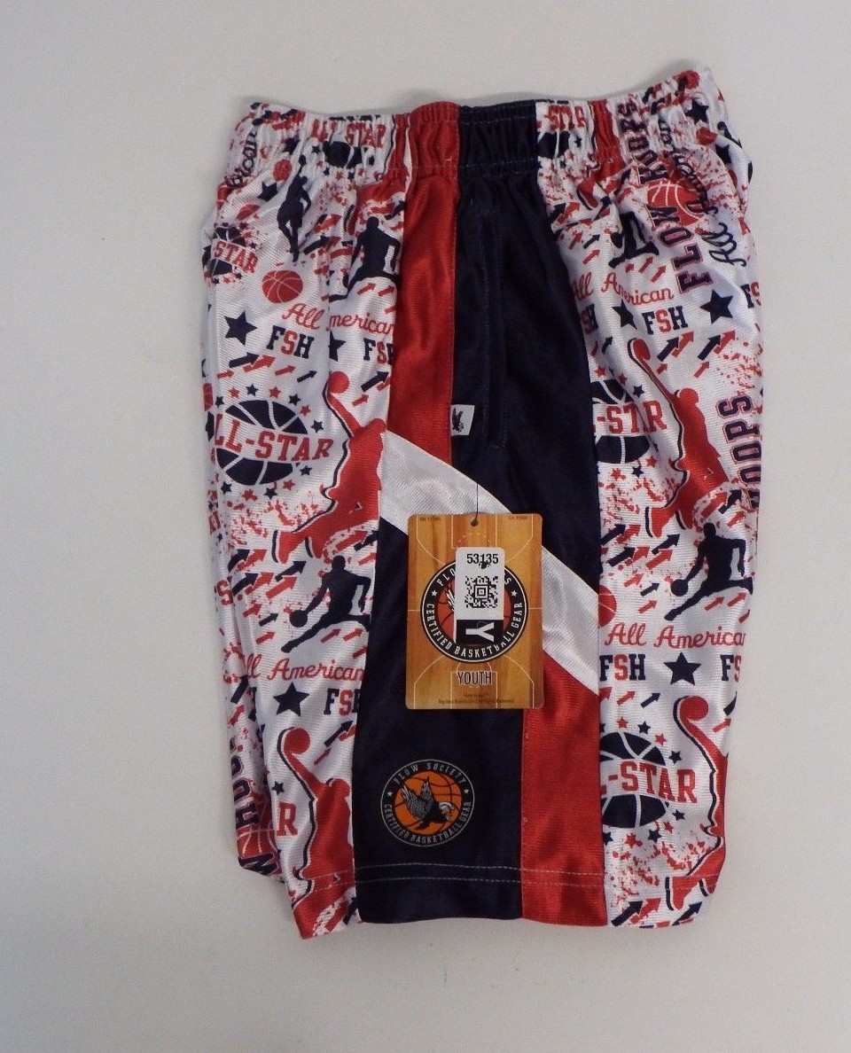 Youth X Small All American Hoops Mesh Athletic Shorts Navy Flow Society