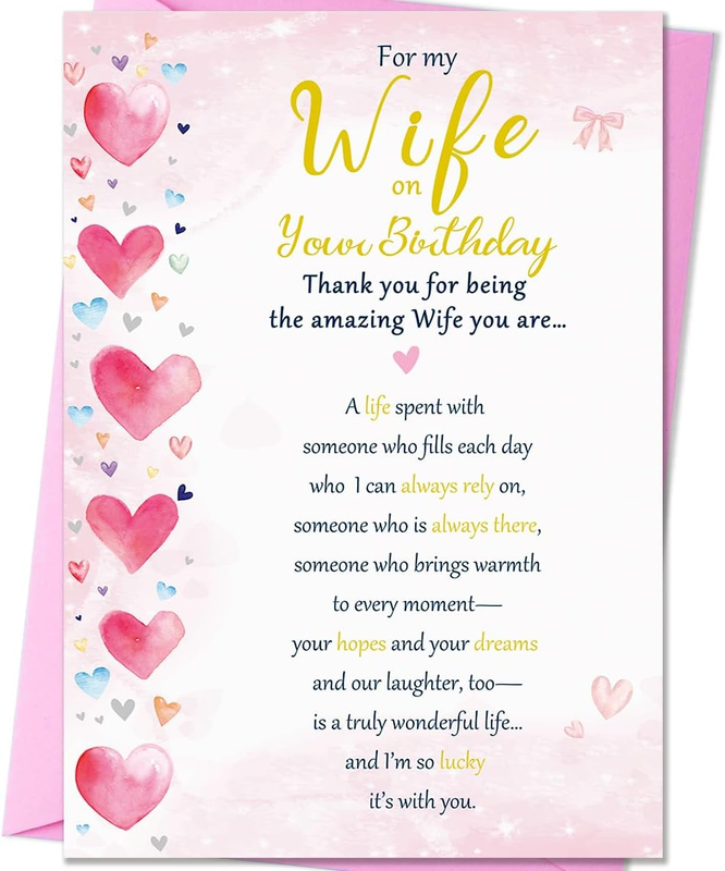 Wife Birthday Card, Sweet Birthday Cards for Wife from Husband | Happy Birthday