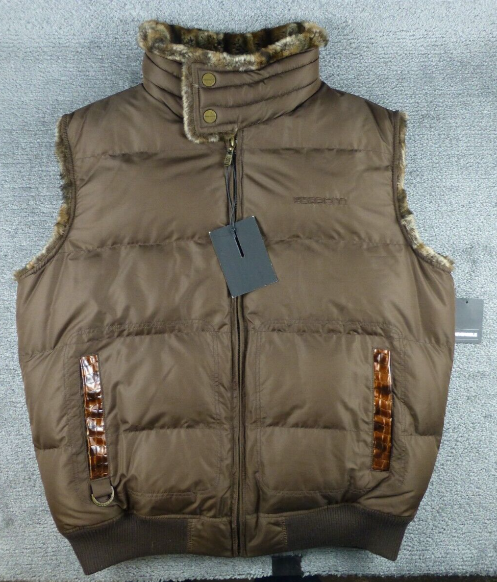 Y2K G-III Sean John Reversible Puffer Vest XL-XXL Brown Faux