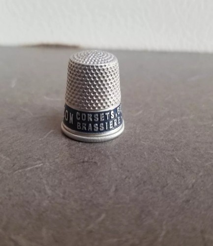 Vtg 1930's Aluminum Advertising Thimble Henderson Corset Girdles & Brassiere #2