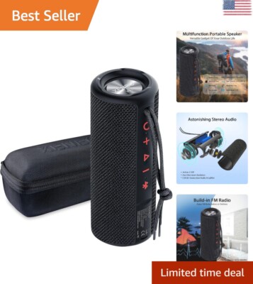 Rugged Outdoor Bluetooth Speaker - FM Radio - Waterproof - Hard Travel Case