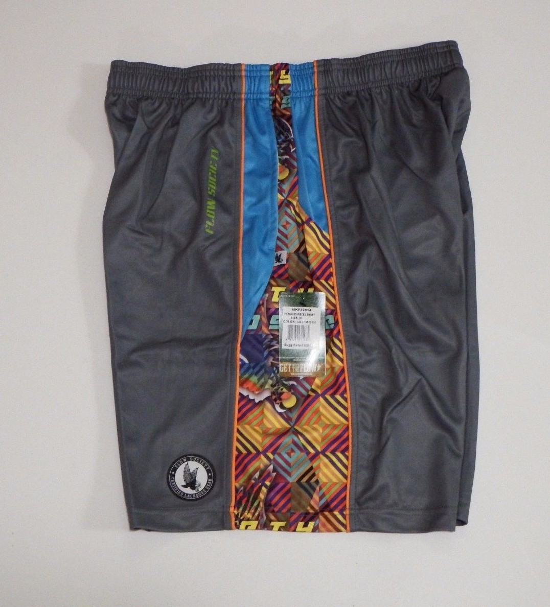 Small Pyramids Pieced  Mesh Athletic Shorts Grey  Flow Society