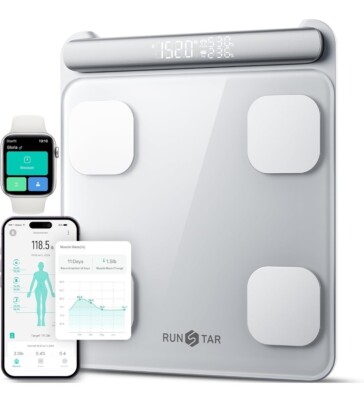 Runstar Smart Scale for Body Weight and Fat Percentage 8-Electrode, Bathroom Sca