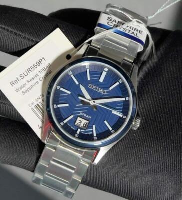 Pre-owned Seiko Sur559p1 Classic Blue Analog Stainless Steel Quartz Men's Casual Watch