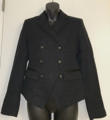 NWT Banana Republic Women Double Breasted Pointed Bottom Blazer Jacket Black Sz0