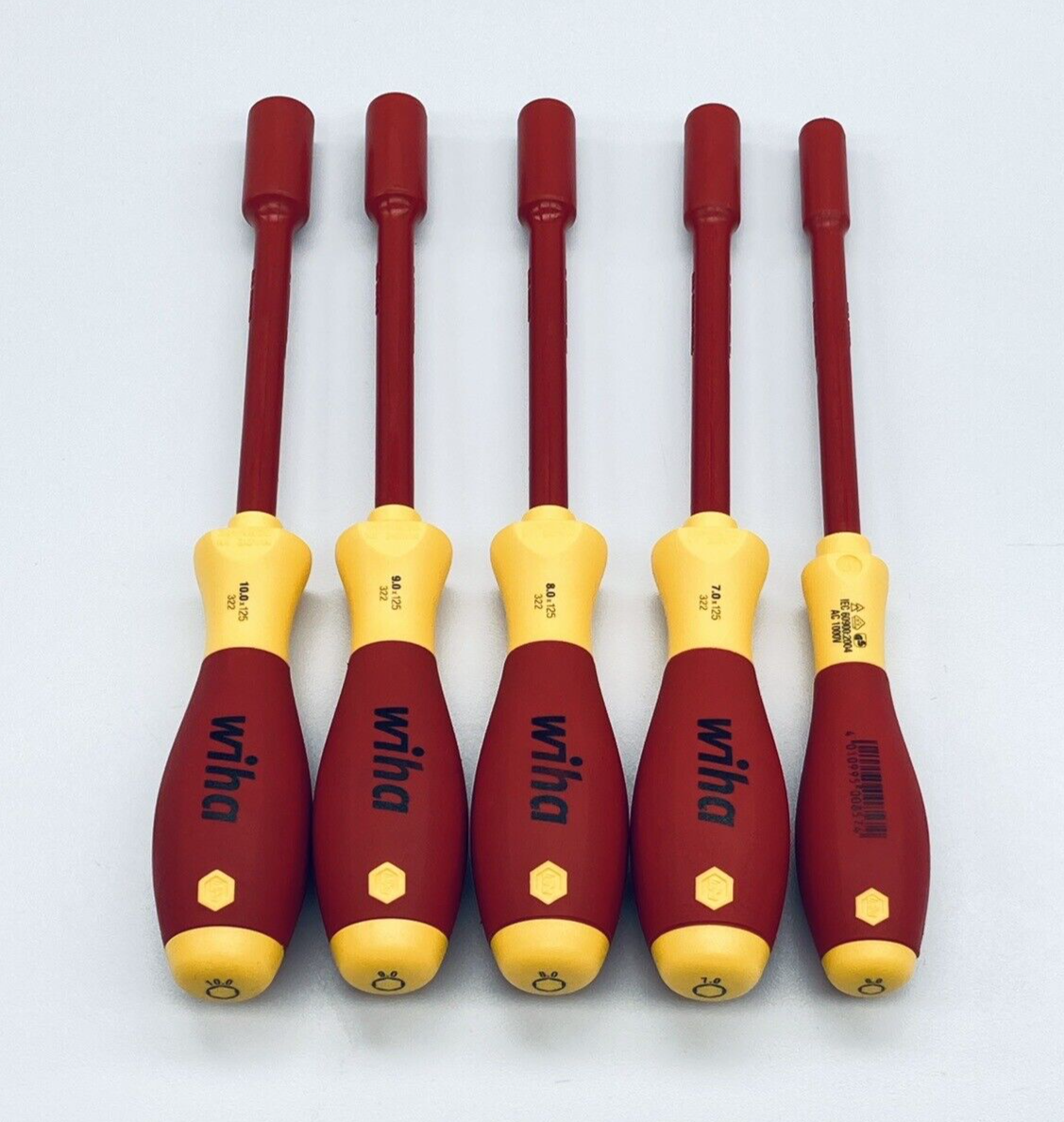 UNUSED WIHA TOOLS 32291 INSULATED METRIC NUT DRIVERS 5 PIECE SET 6,7,8,9, 10MM