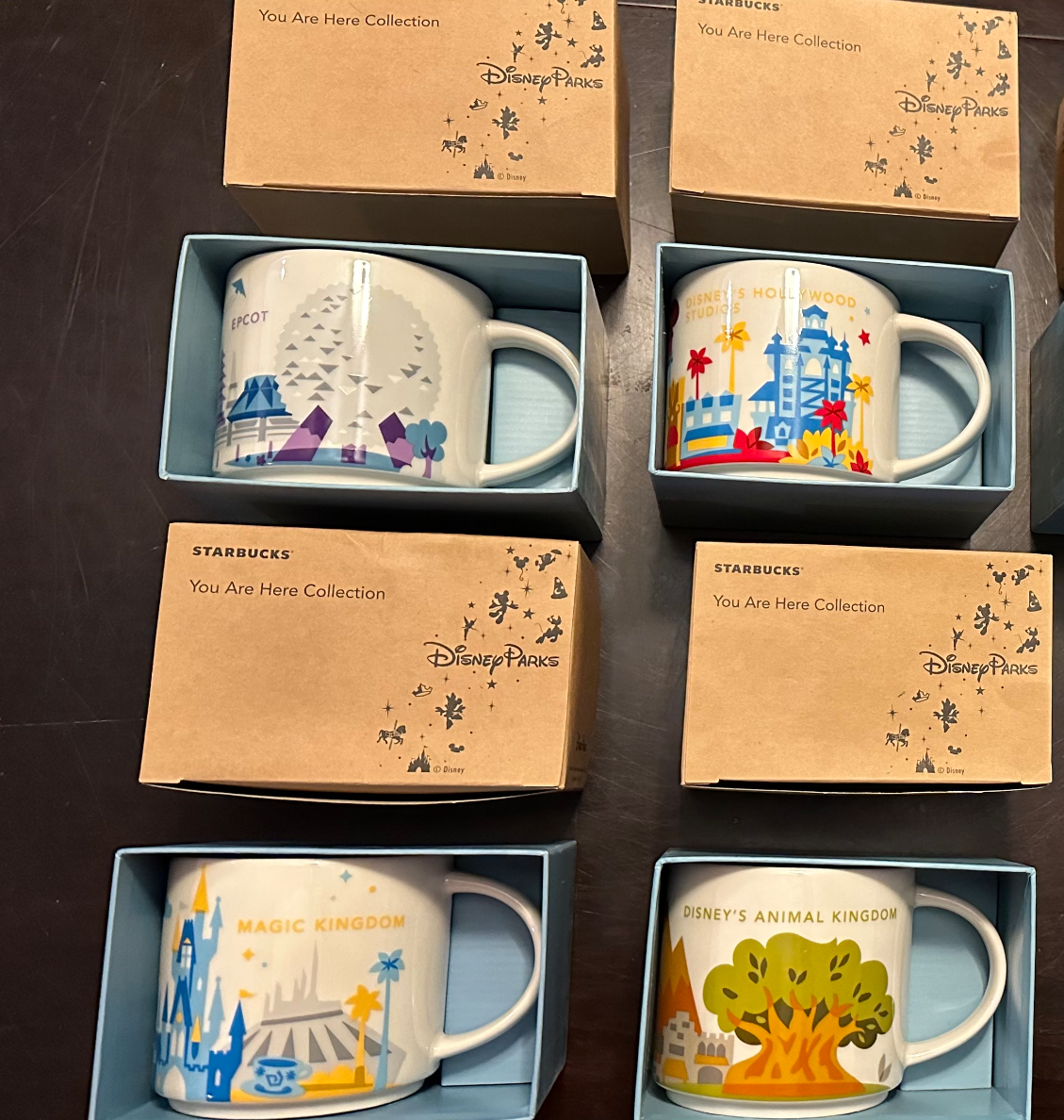 Set (4) Starbucks 14oz Disney World 1st Edition 