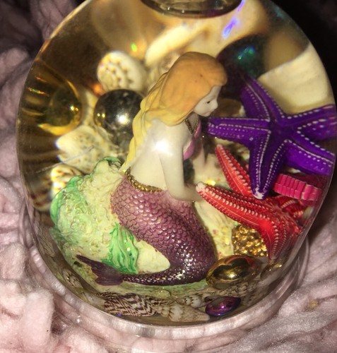 St Martin Maarten Mermaid Sea Shell Snow Globe Pink Tail Sea Horse Star Fish
