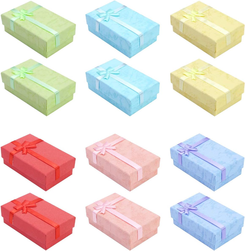 24 PCS Paper Gift Boxes with Lids and Ribbon Bows for Jewelry ...