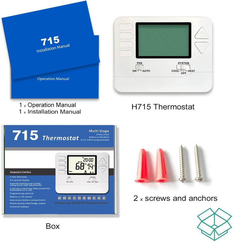 5-1-1 Day Programmable Thermostat for Home, up to 2 Heat/ 2 Cool, DIY
