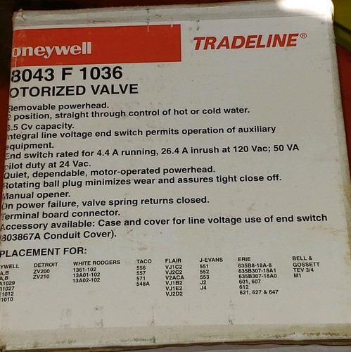 Honeywell V8043 F 1036 Motorized Valve