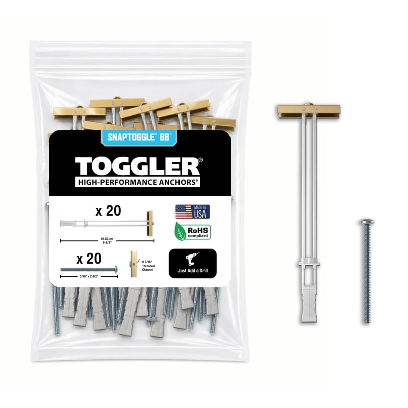 SNAPTOGGLE Drywall Anchors with 1/4-20 Bolts, 20 Pack