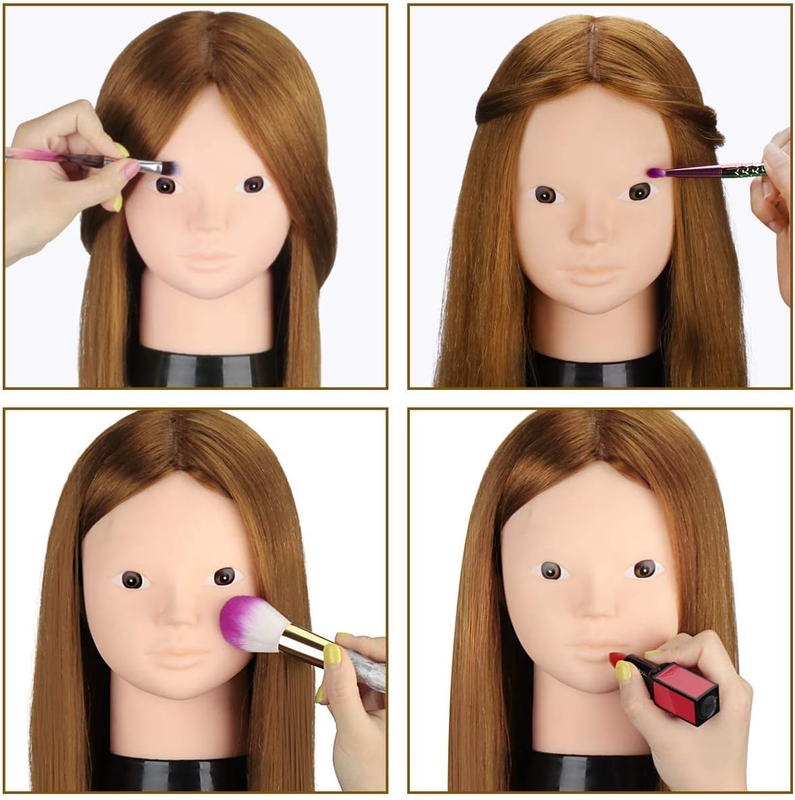 Mannequin Head with 80% Human Hair,  23.5" Brown Real Hair Cosmetology Mannequin
