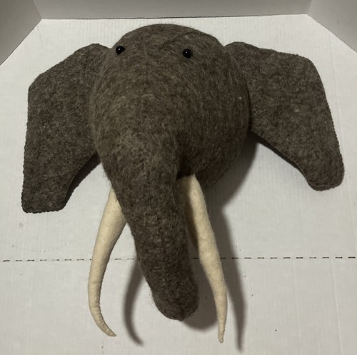 Fiona Walker Elephant Head Trophy Stuffed Art Safari Wall Hanging