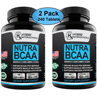 Nutra BCAAs Amino Acids, 3000mg Sugar Free Pre Workout without Ceatine, Non-GMO