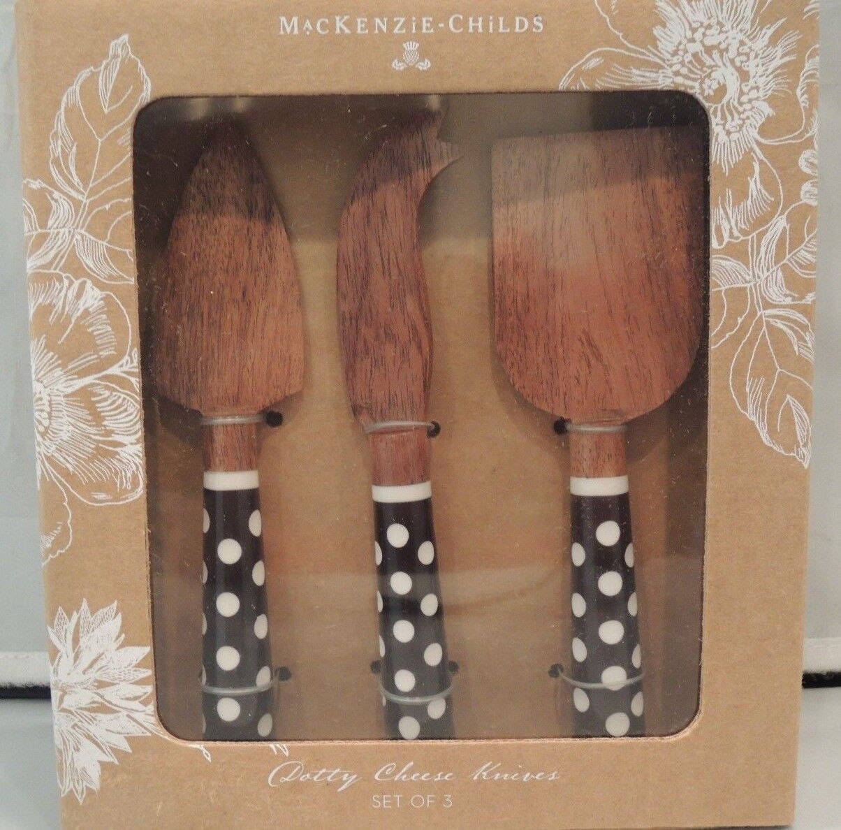  Brand New Mackenzie Childs Dotty Cheese Knives Fast Ship Sale...