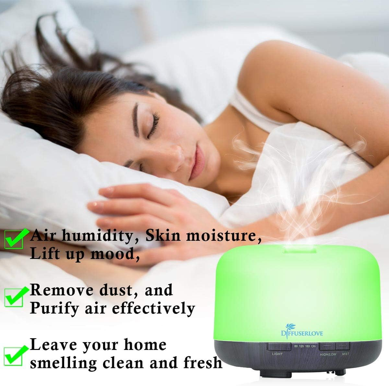 Essential Oil Diffuser 500ML Aromatherapy Diffuser Mist Humidifiers 7 Color LED