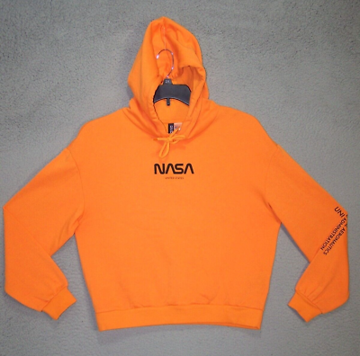 NASA Hoodie Womens Medium 8 10 Orange Long Sleeve Sweatshirt Graphic Logo Ladies