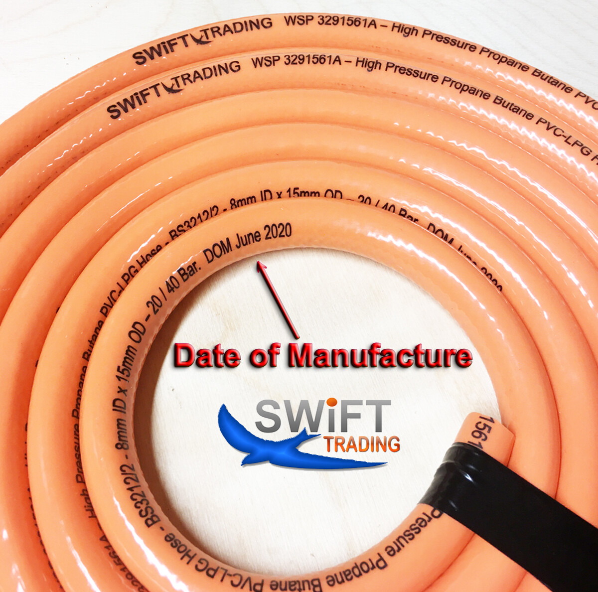 LPG HOSE PIPE 8mm. CALOR GAS ORANGE PROPANE BUTANE BBQ CAMPING CARAVAN