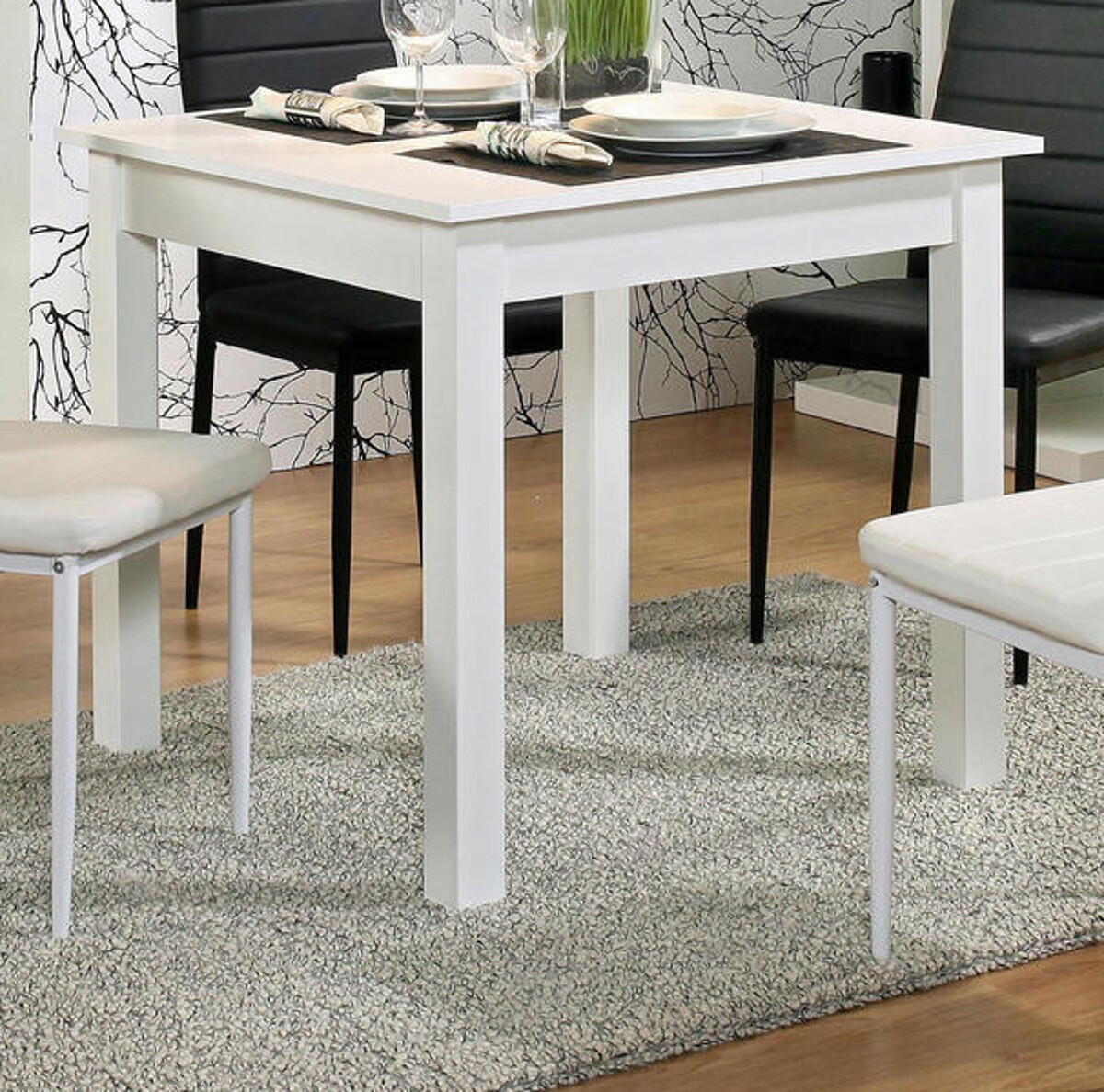 Esstisch Küchentisch weiß ausziehbar Ausziehtisch 80 - 120 cm Holztisch Coburg