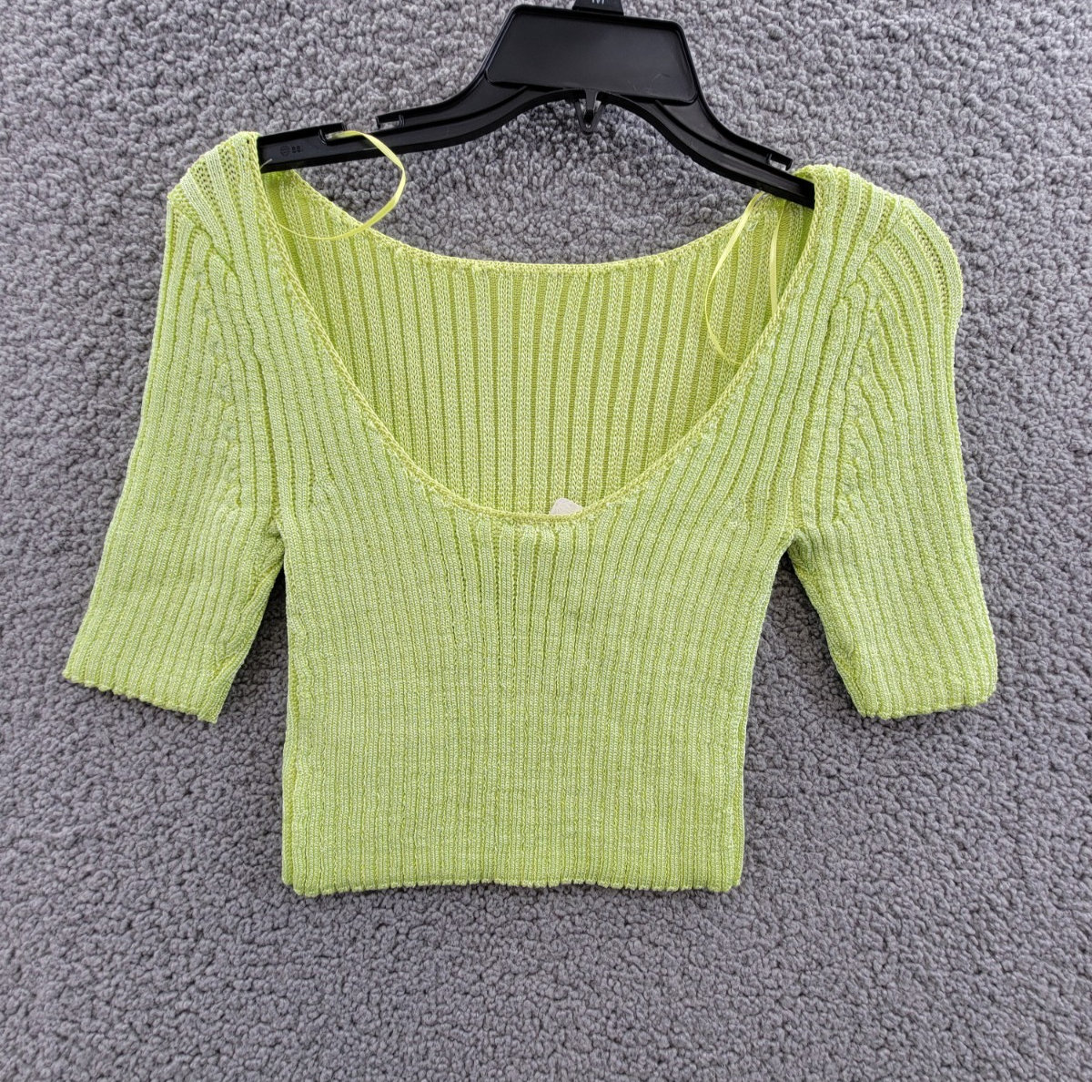 Free People San Lucas Pullover Crop Top Women's XS Sunny Lime Scoop Neckline - Picture 12 of 16