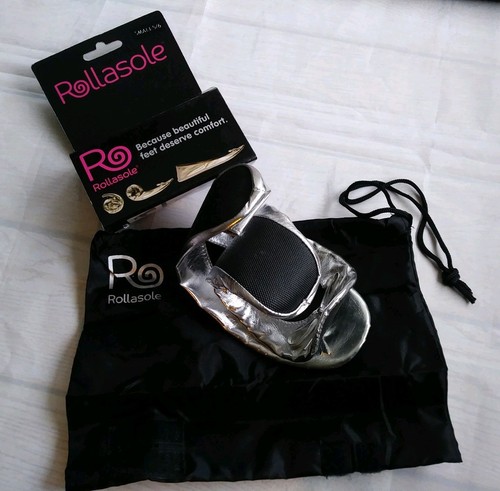 NEW Rollasole Silver Ballet Shoes & Bag Sz Small 5/6 UK 3/4 EUR 36/37