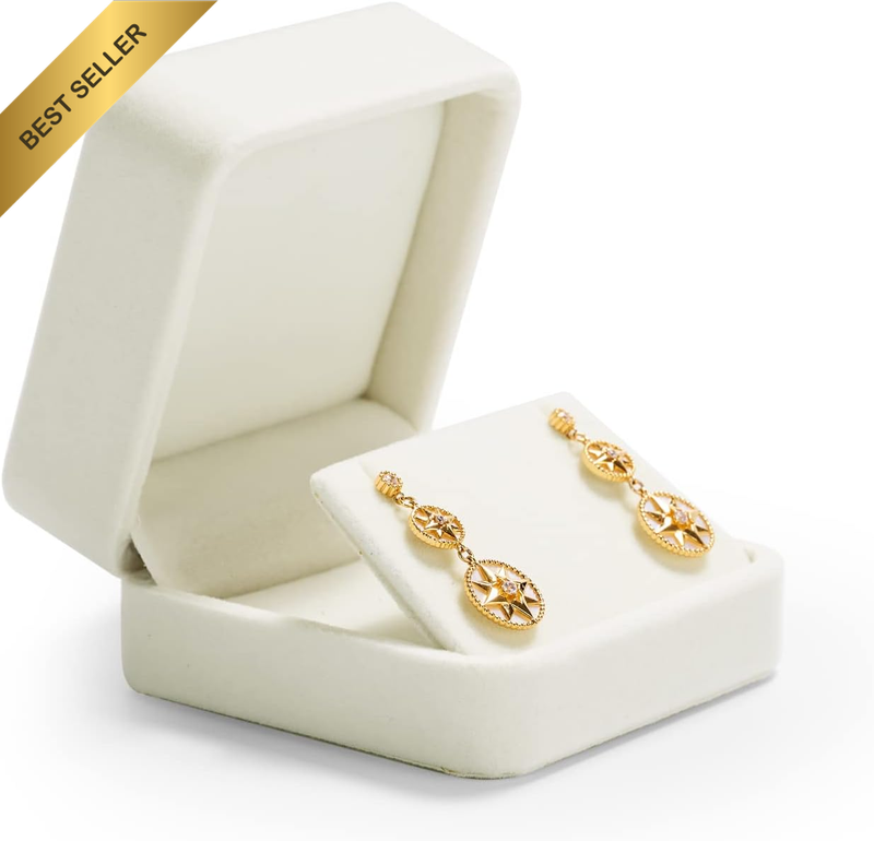 Elegant Velvet Earring Gift Box for Wedding Valentine'S Day White Earrings Stud
