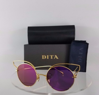 Pre-owned Dita Brand Authentic  Sunglasses Believer 23008-a-gld-52mm Gold Frame In Violet Pink Reflection Mirrored